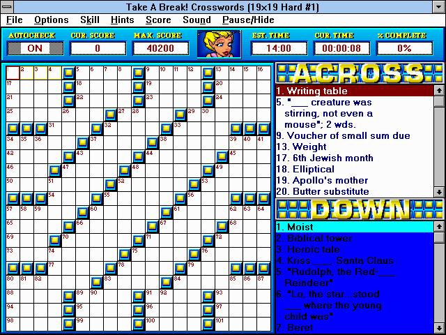 Take a Break! Crossword 1 Download (1992 Puzzle Game)