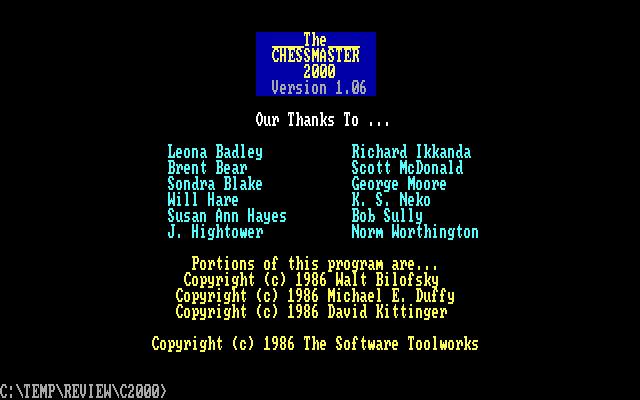 The Chessmaster 2000 (The Software Toolworks) (MS-DOS) [1986